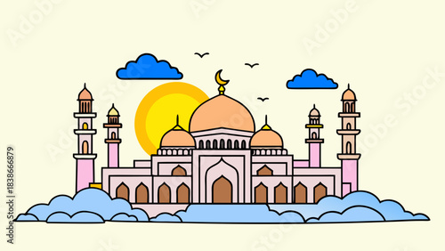 Deep Blue Night Sky with Crescent Moon and Shimmering Stars