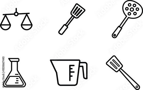 Comprehensive collection of essential kitchen cooking and baking measurement tools including a