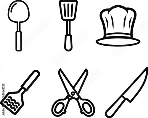 This comprehensive collection features various kitchen and household utensils including a classic