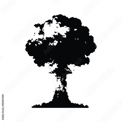 black and white illustration of a cloud explosion in retro vintage style vector