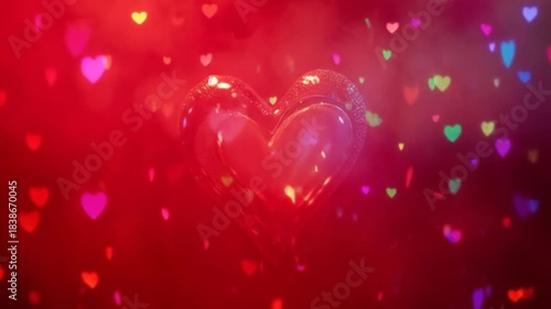 Romantic Heart Balloons with Colorful Bokeh Lights for Valentine's Day Animation Design