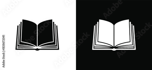 Minimalist open book icon illustrating knowledge, learning, and literary education