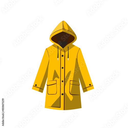 Yellow Raincoat Illustration in Flat Style for Rainy Season Design