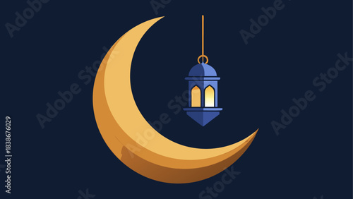 Sunset Gradient Sky with Mosque Silhouette Vector Illustration
