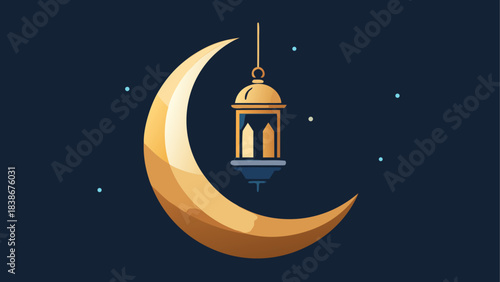 Sunset Gradient Sky with Mosque Silhouette Vector Illustration