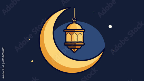 Sunset Gradient Sky with Mosque Silhouette Vector Illustration