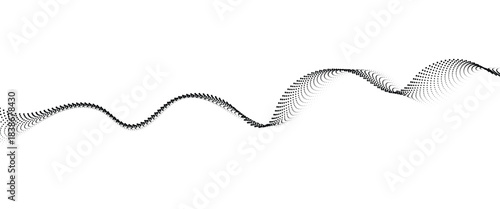 Flowing Dot Wave halftone gradient pattern on transparent background	
