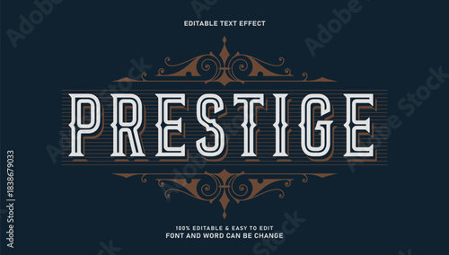 Editable Text Effect in Vintage Ornate Style with Prestige Word
