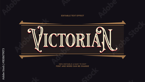 Editable Victorian Vintage Text Effect in Dark Elegant Style