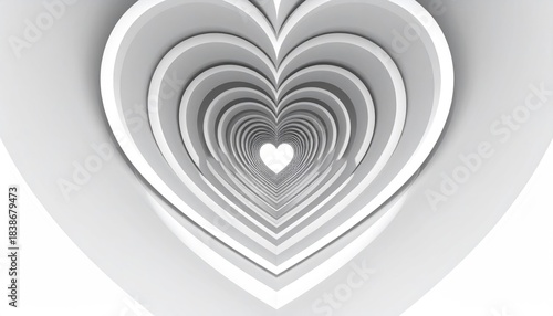 Fototapeta Naklejka Na Ścianę i Meble -  Heart-shaped tunnel in white space