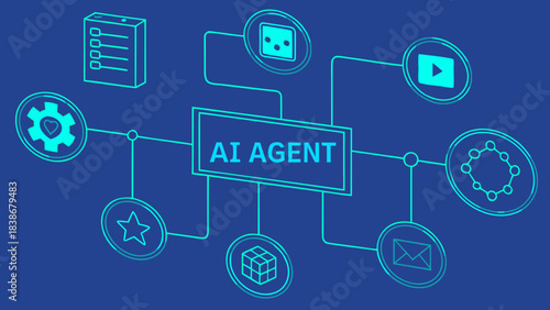 AI Agent Artificial Intelligence Digital Automation Technology Concept with vector illustration