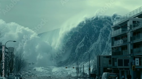Megathrust Tsunami Disaster – Powerful Ocean Wave After Undersea Earthquake