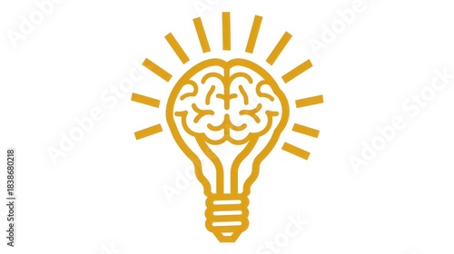 Conceptual illustration of a light bulb with brain symbol idea and innovation