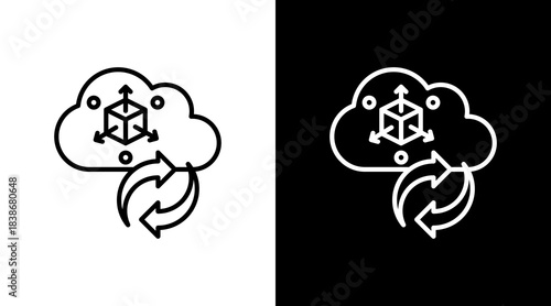 Cloud Storage With Icon Set Design