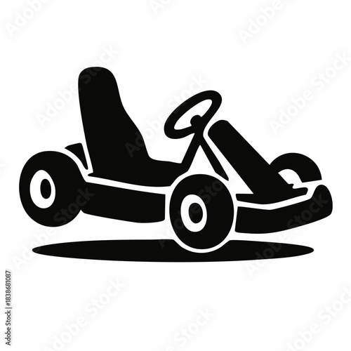 Go Kart Racing Sports Vehicle Minimalist Black Icon Silhouette