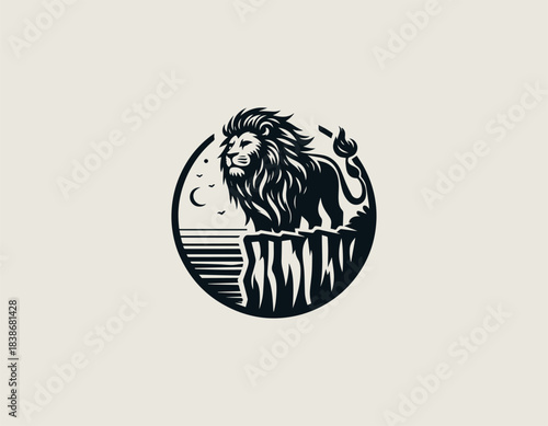 Cliff Lion black vector logo illustration