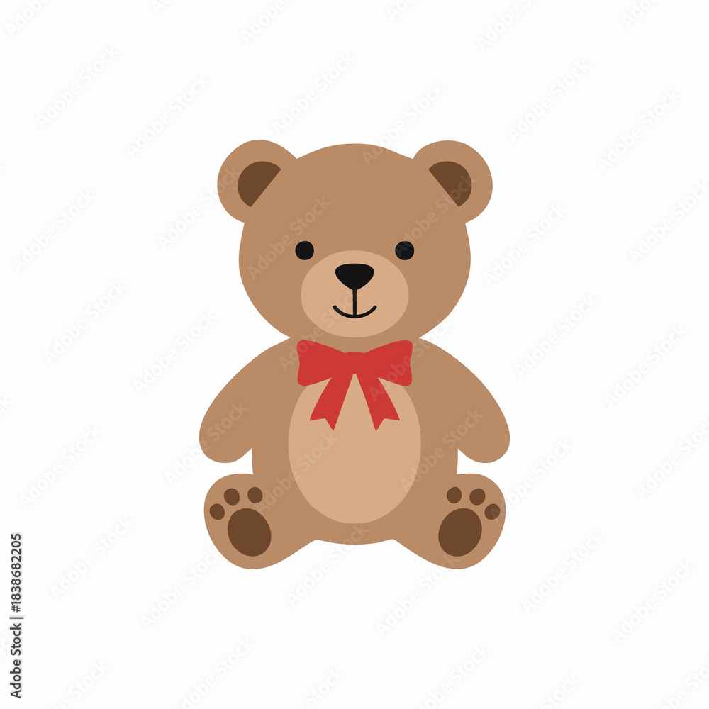 Obraz premium Vector illustration of a teddy bear wearing a ribbon