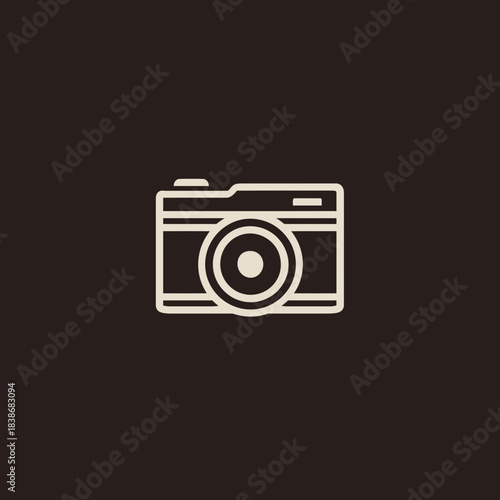 Camera icon on dark background design for media and photography