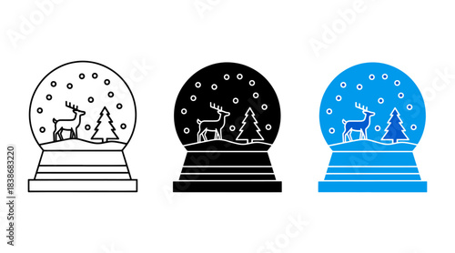 Three snow globes with winter scenes