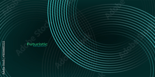 Abstract green purple modern background with glowing line circle elements. Futuristic technology concept. Illustration