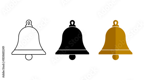 Three different coloured bells