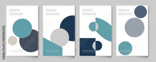 Portfolio geometric design vector set. Business presentation vector A4 vertical orientation front page mock up set. Annual report brochure flyer design template vector.