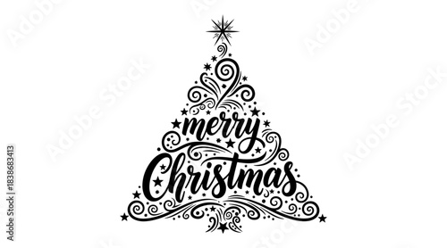 Vector Elegant merry Christmas tree