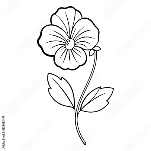 vector illustration of a pansy flower line art
