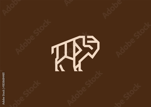 A geometric simple line bison logo with bold angular contours forming its head and hump, symbolizing strength, resilience, and grounded power