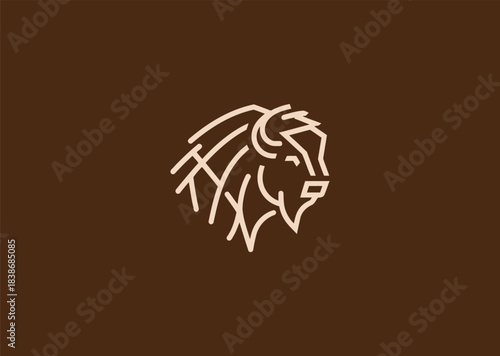 A geometric simple line bison logo with bold angular contours forming its head and hump, symbolizing strength, resilience, and grounded power