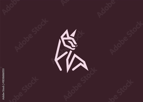 A geometric simple line caracal logo featuring clean pointed shapes highlighting its ears and elegant posture, conveying agility, alertness, and wild elegance