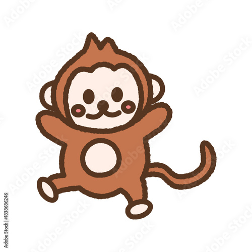 手書き風の生き物単品アイコンイラスト　猿