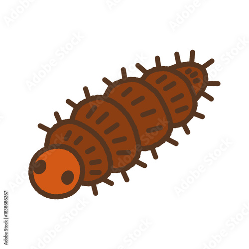 手書き風の生き物単品アイコンイラスト　毛虫