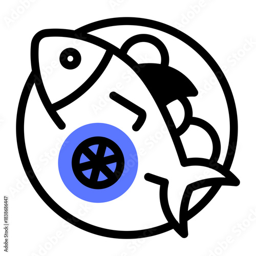 This Fish icon is suitable for barbecue party.