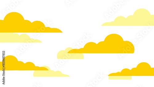 Golden Clouds Floating Against a Dark Night Sky Abstract Flat Design
