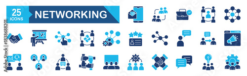 Networking icon set. icon set vector illustration concept for network, human relationships, seminar, social, connection, community, meeting