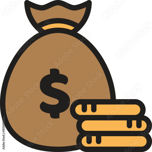 Conceptual illustration of a money bag and coins symbolizing government finance and economic policy