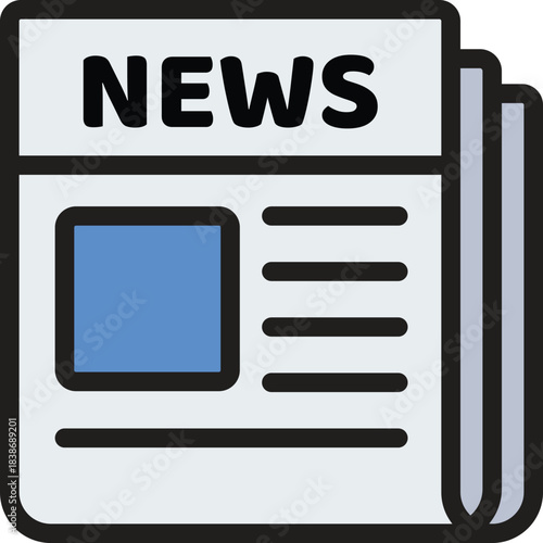 Illustration of Newspaper Icon Featuring 'NEWS' for Government and Public Affairs