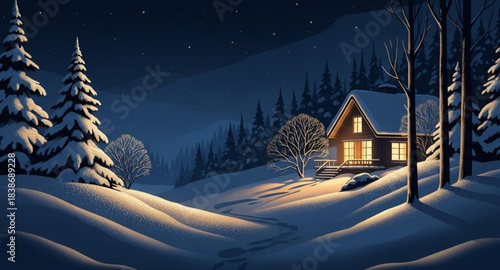 winter landscape with house