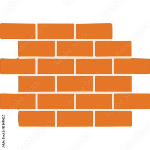 Orange Brick Wall Construction Detail with White Grout Lines Abstract Geometric Pattern on Black Background