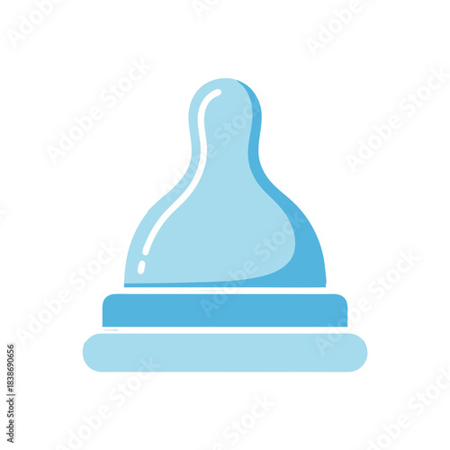 Light Blue Baby Bottle Nipple With A White Outline On A Black Background