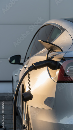 Electric Car Charging Detail, Renewable Energy Future Transport Innovation. Ai Generated Images