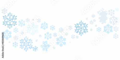 A delicate scattering of light blue snowflakes across a white background