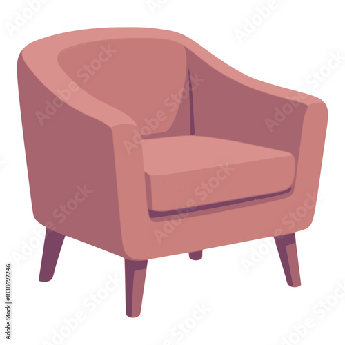 pink modern soft chair relaxing furniture interior flat color vector illustration template design