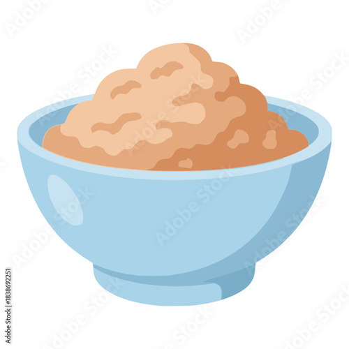 Oatmeal porridge healthy breakfast nature flat color vector illustration template design