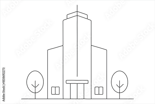 Corporate skyscraper outline one line clean modern design