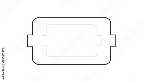 Black outline of a doublelayered rounded rectangular shape with side tabs