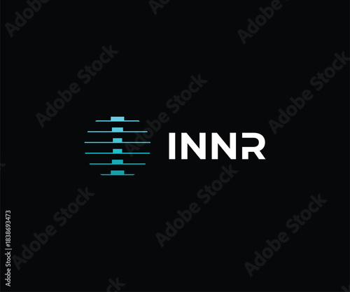 Brand Logo On Black Background Featuring Cyan Horizontal Lines Emblem Design For Brand Identity