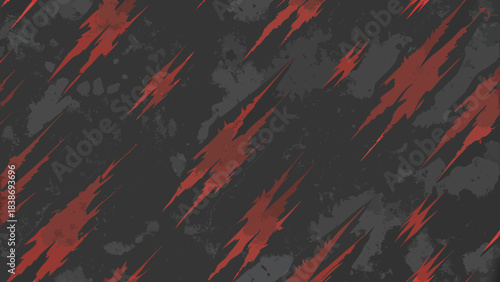 Aggressive red claw marks on a dark charcoal grunge background. Edgy distressed texture for sports branding, automotive decals, gaming backgrounds, and high-intensity urban street style.