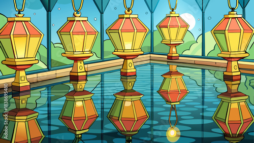 Elegant Crescent Moon Shadow on Wall – Minimalist Islamic Art Vector